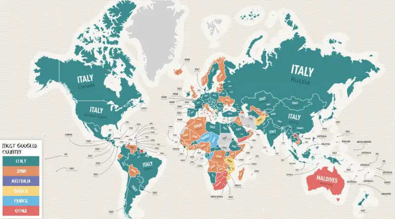 The most googlied countries Italy and Spain