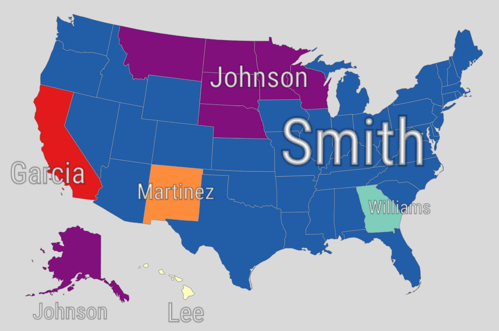 Map Of Common US Surnames Vivid Maps