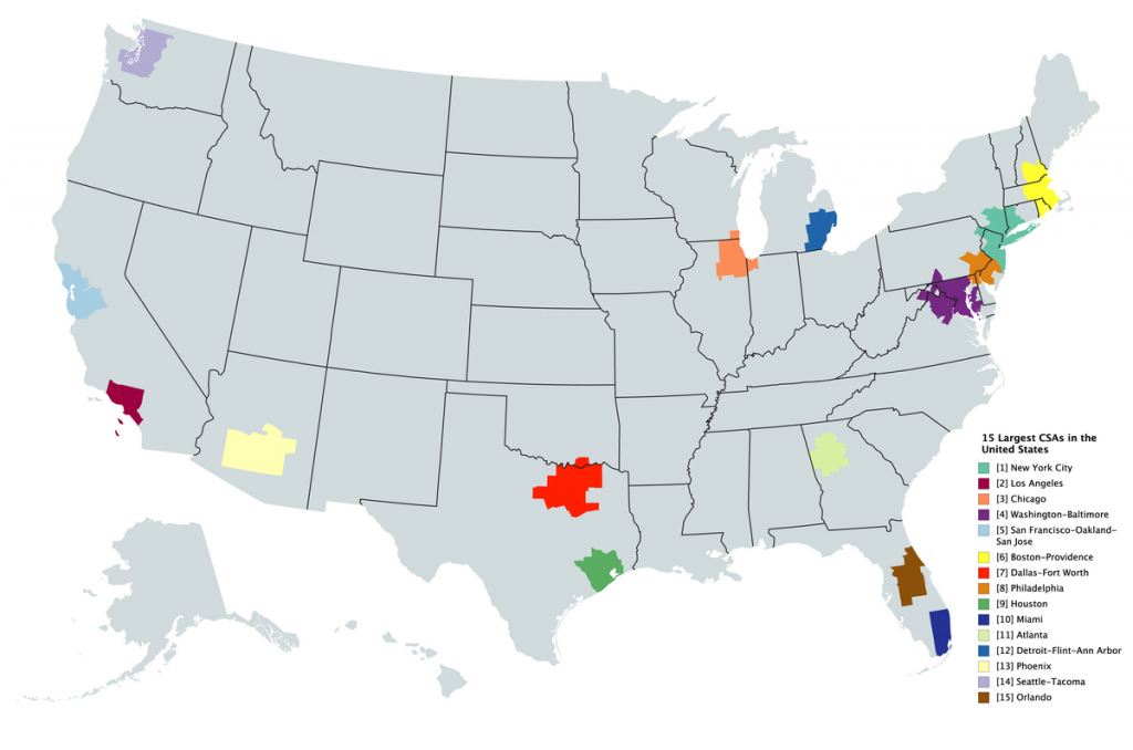 15 Most Populous Combined Statistical Areas in the U.S.