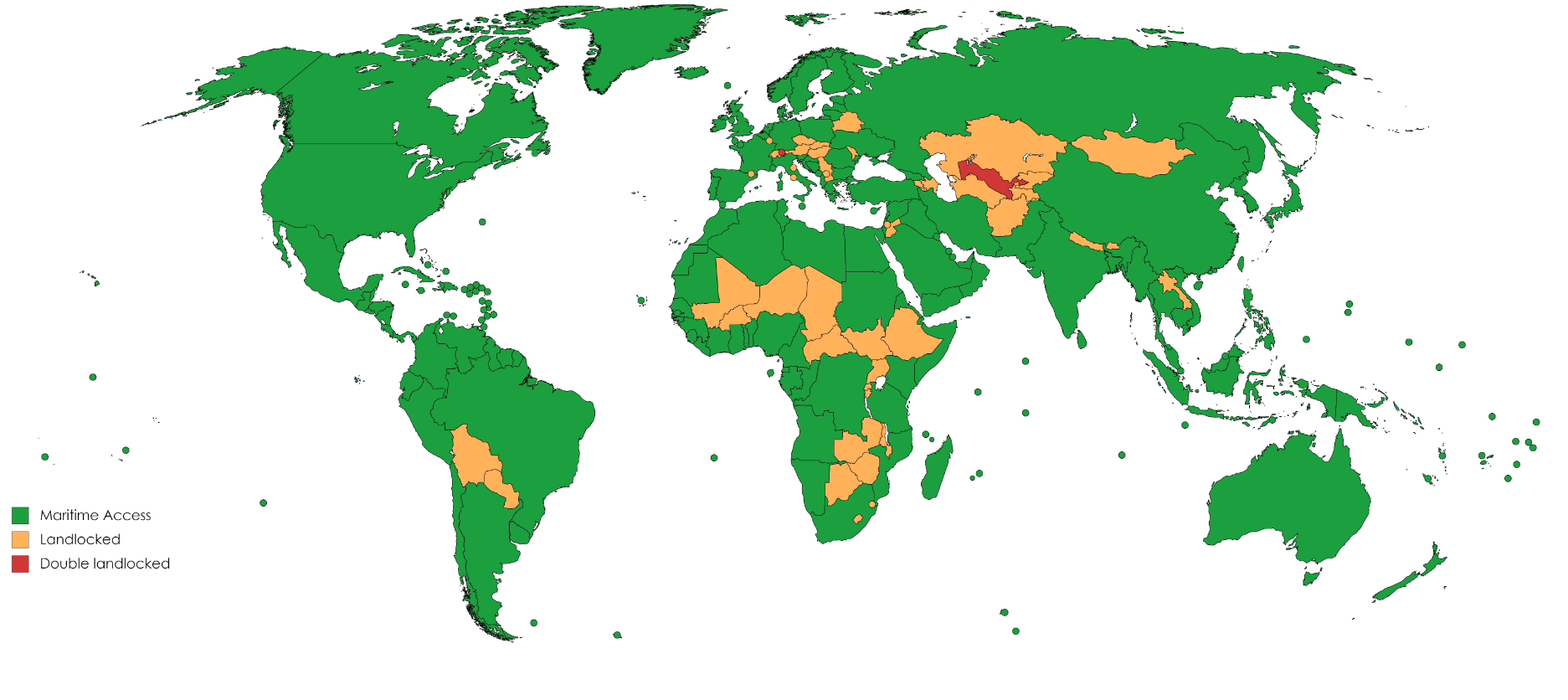 total no of landlocked countries in the world