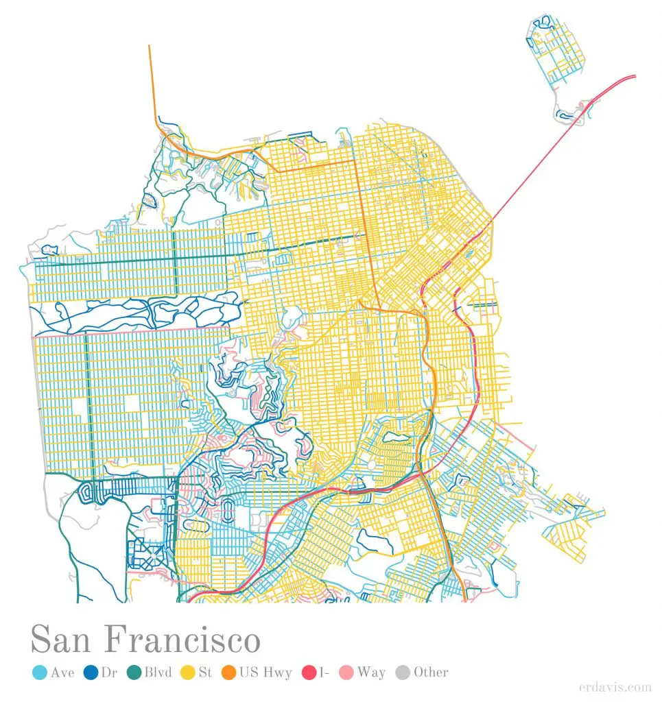 Coloring San Francisco's streets by a suffix