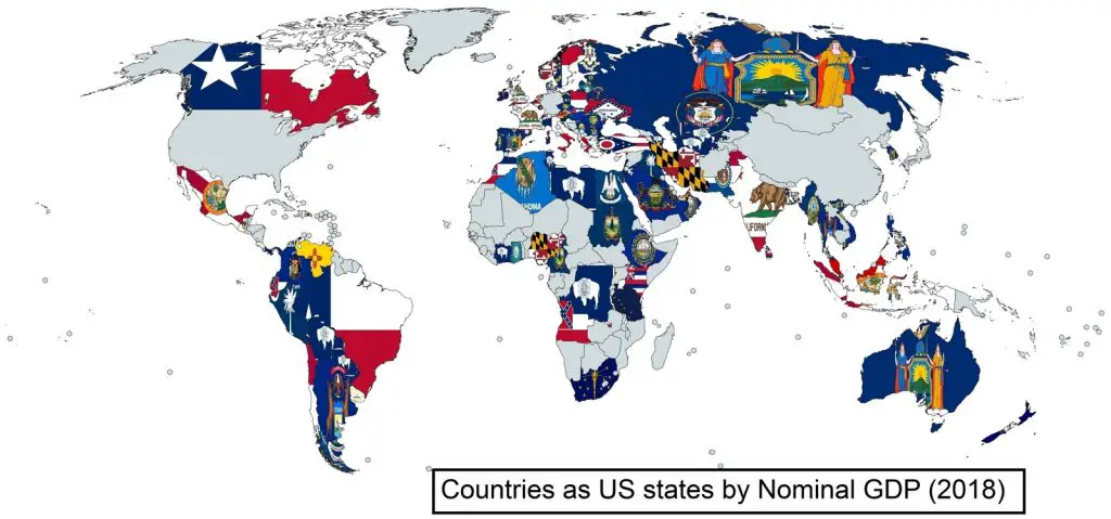 Countries as US states by Nominal GDP