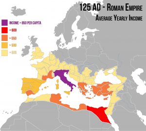 Per capita income in the provinces of the Roman Empire - Vivid Maps