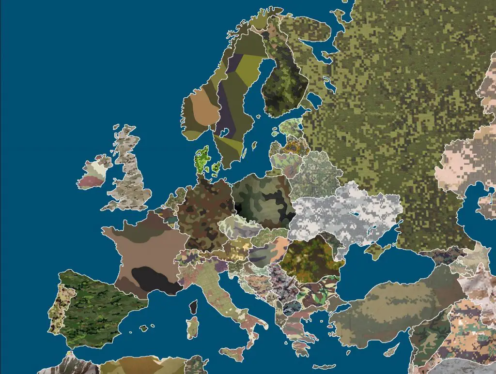 Camouflage patterns in European countries