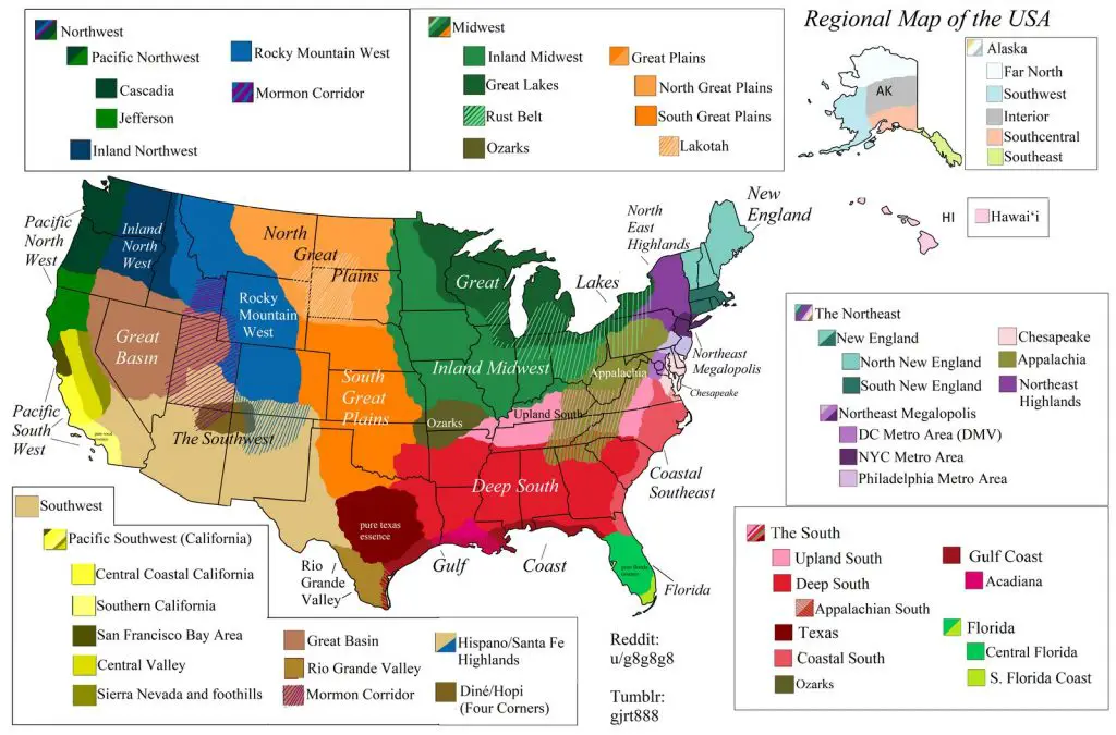 Map Of The United States Geographical Regions