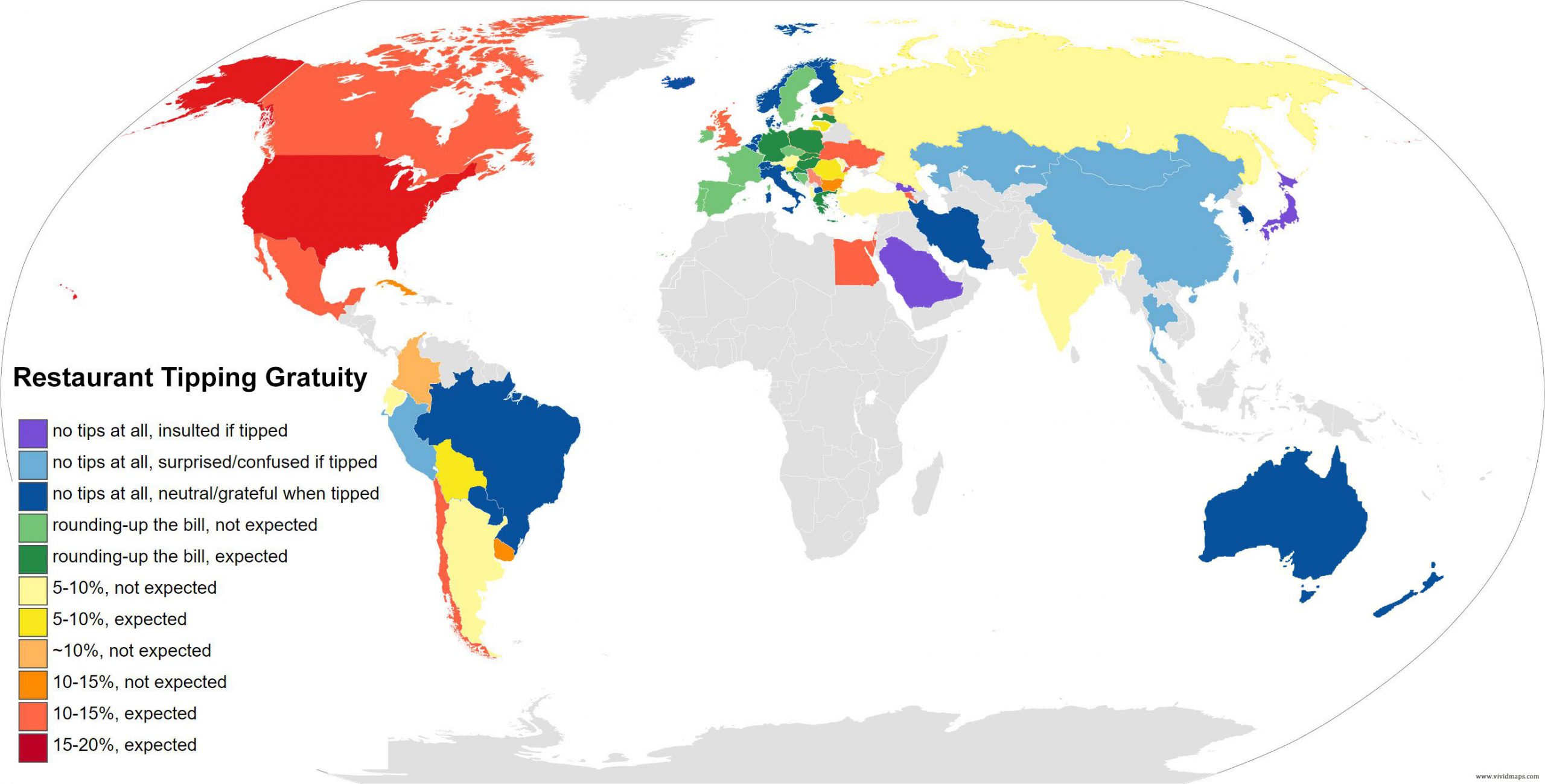 Tipping Etiquette Around The World - Vivid Maps