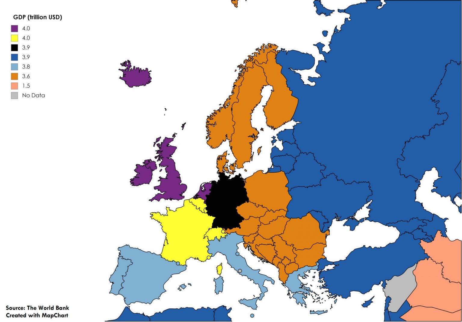 German counties GDP compared to other countries - Vivid Maps