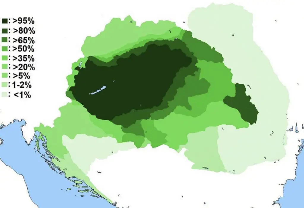 One thousand Hungarians were asked to mark areas they consider Hungarian