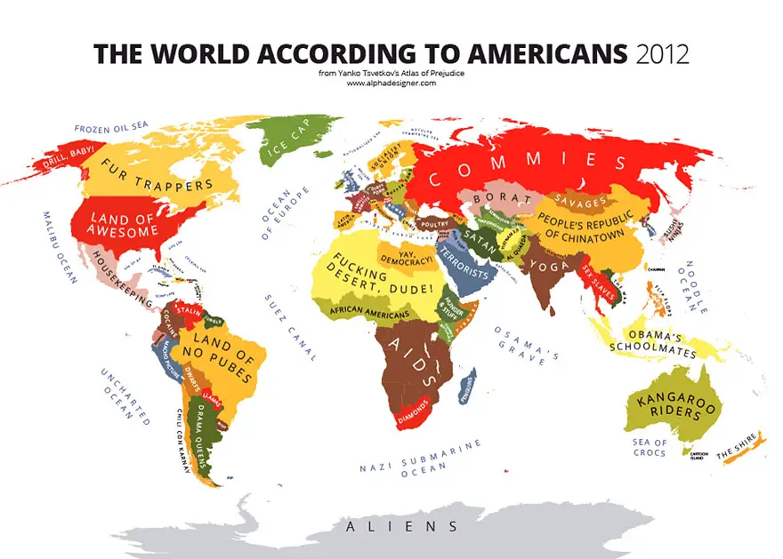 Map of world stereotypes