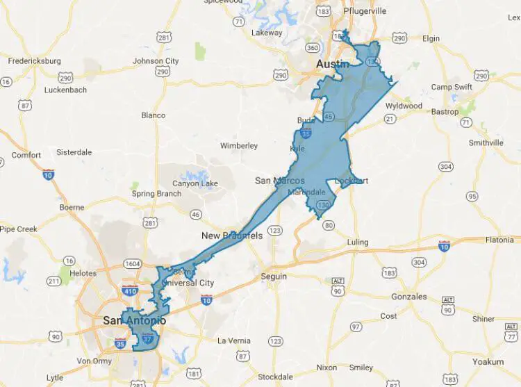 Gerrymandered Texas map