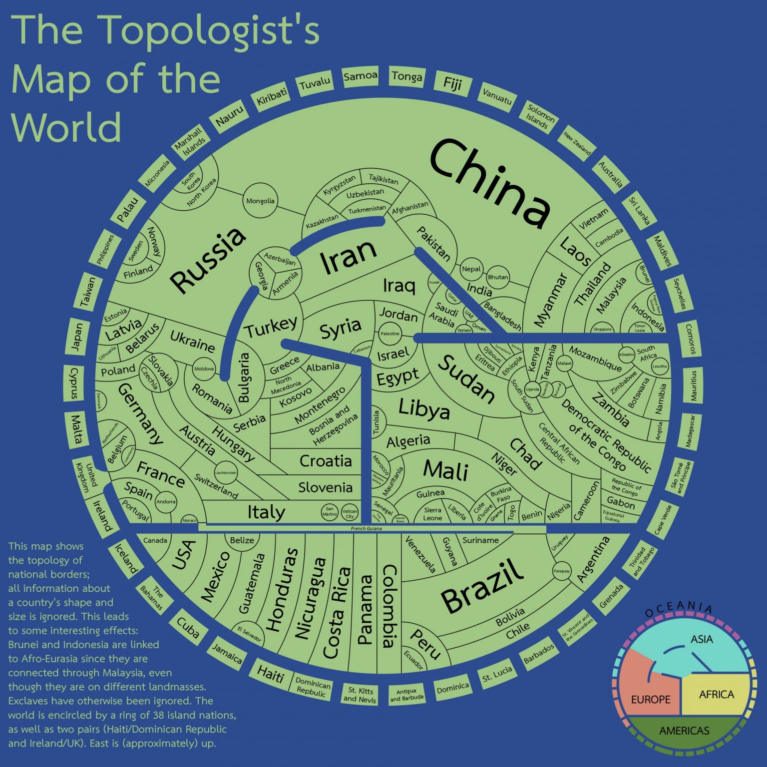 The topologist's map of the world - Vivid Maps