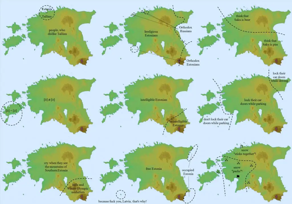 Map of ways to divide Estonia