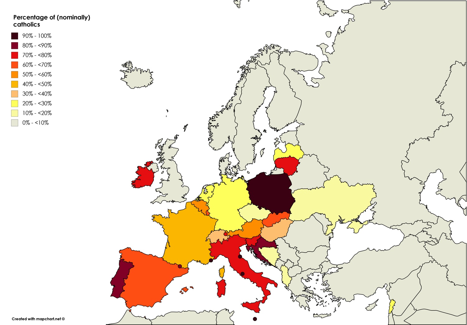 Christians In Europe Vivid Maps   Catholics 