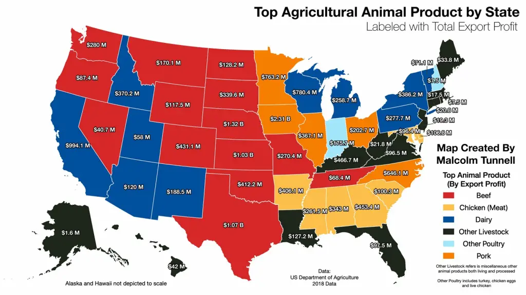 Top Agricultural Animal Product by U.S. State