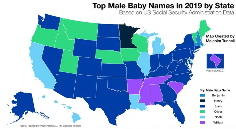 Most Popular Baby Names By U.S. State - Vivid Maps