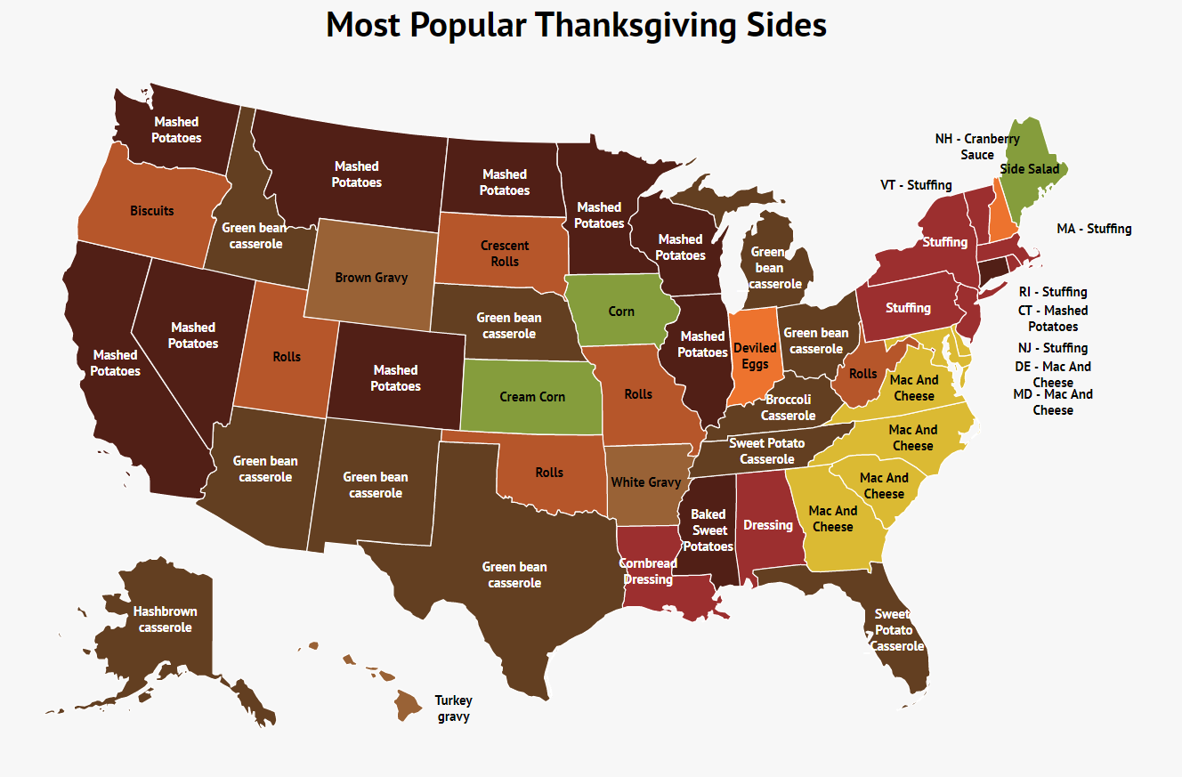 The Geography Of The Thanksgiving Meal Vivid Maps