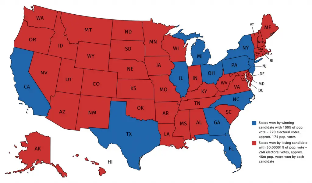 Map of the theoretical scenario of the election