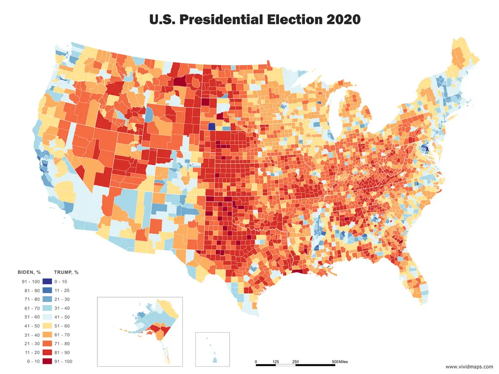 2020 U.S. Election Mapped: TrumpLand vs Biden Archipelago - Vivid Maps