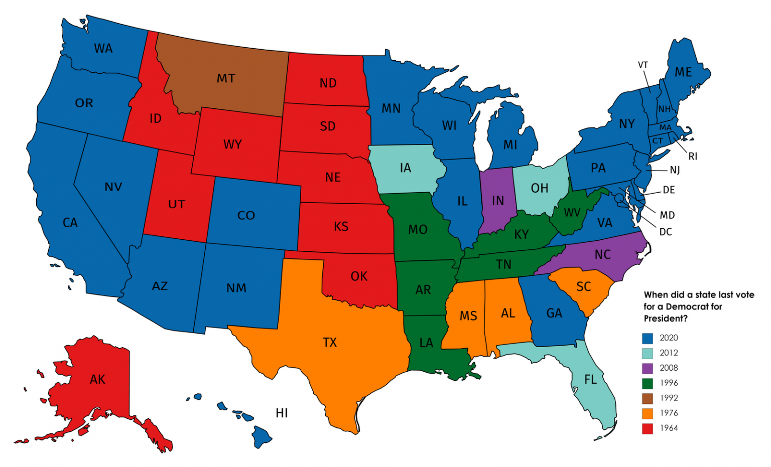 The U.S. Presidential Voting History Mapped - Vivid Maps