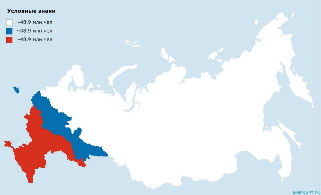 Map Russia divided by population