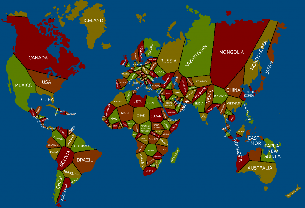 Map of the world if borders were decided by nearest capital