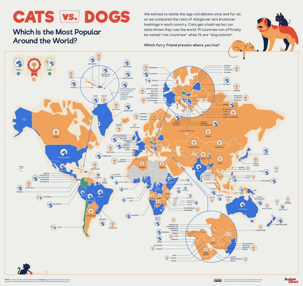 Every Country s Preference For Cats Or Dog Mapped Vivid Maps Every Country s Preference For Cats Or Dog Mapped Vivid Maps