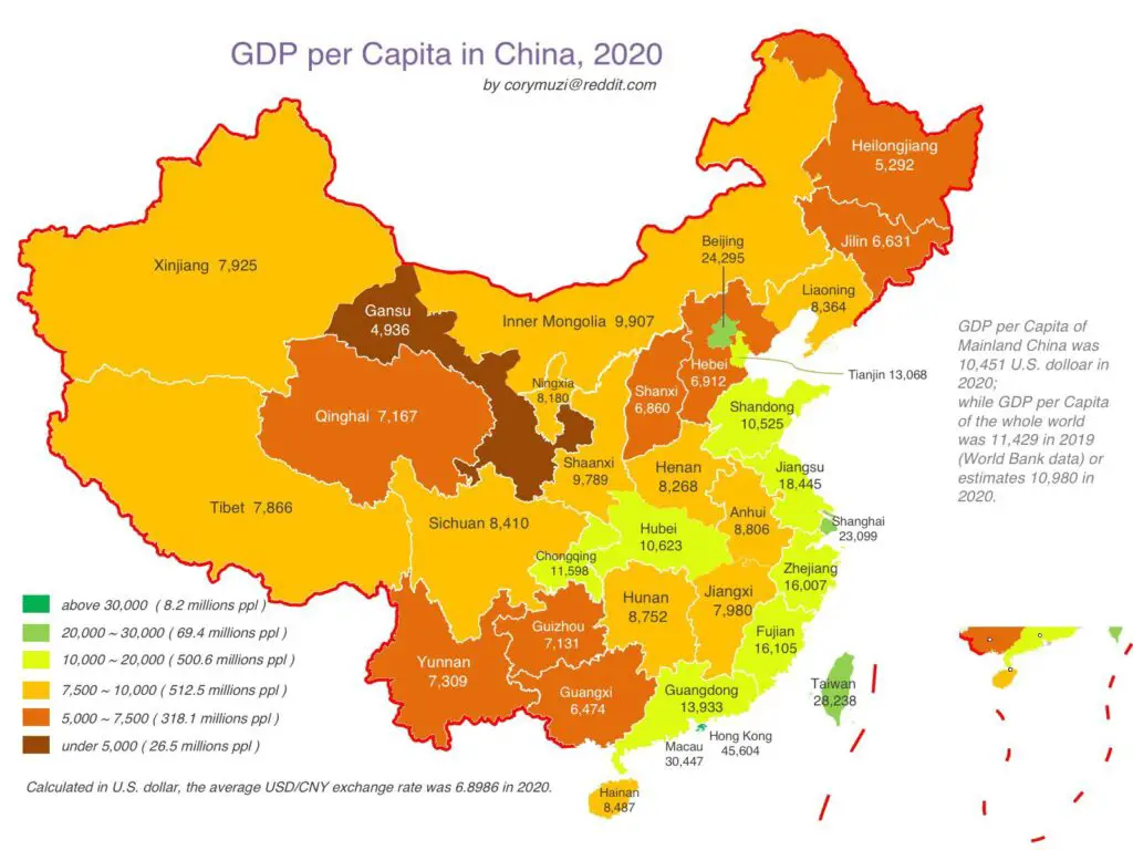 China GDP In 2020 By Province Vivid Maps