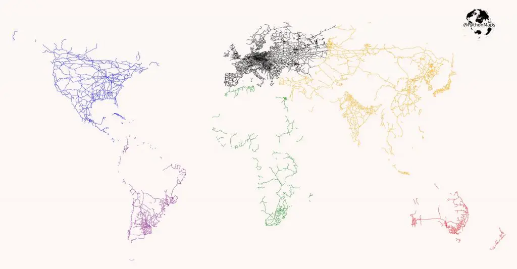 All The Railroads In The World - Vivid Maps