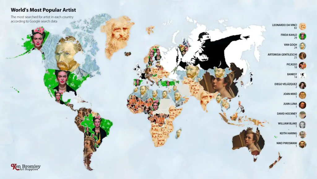 Map of the most searched artist in every nation