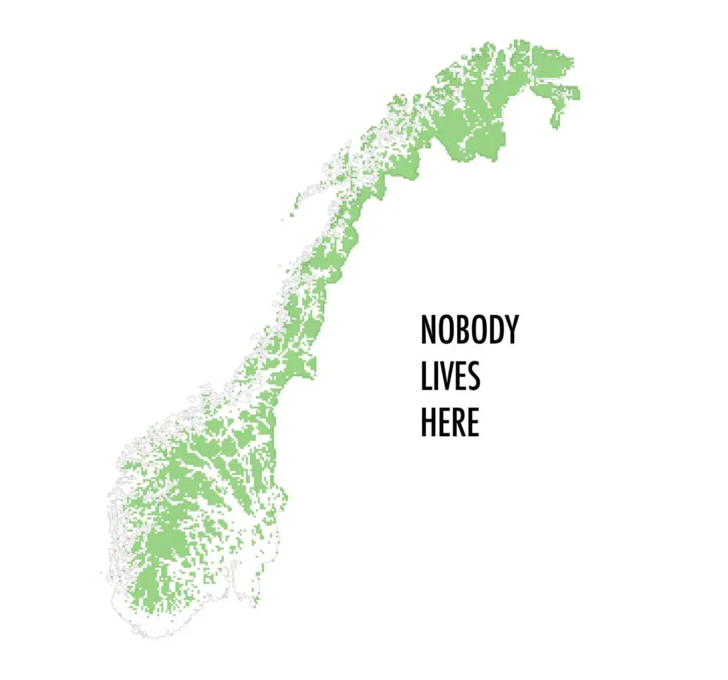 Places in Norway where nobody lives.