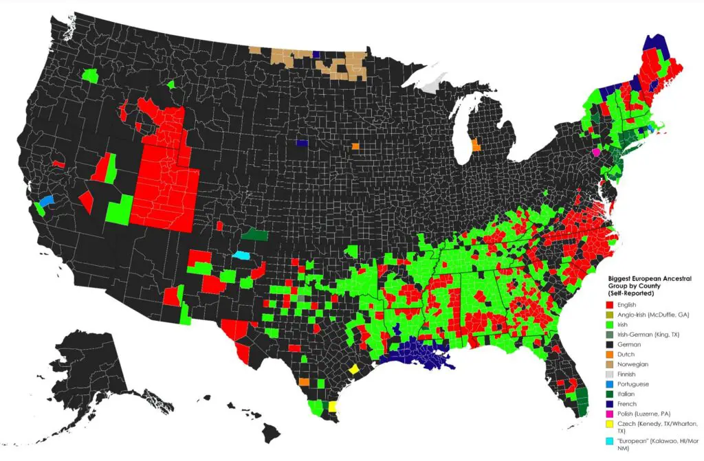 Largest Ancestry By U S County Vivid Maps   Biggest European Ancestrial Groupe 1024x671 