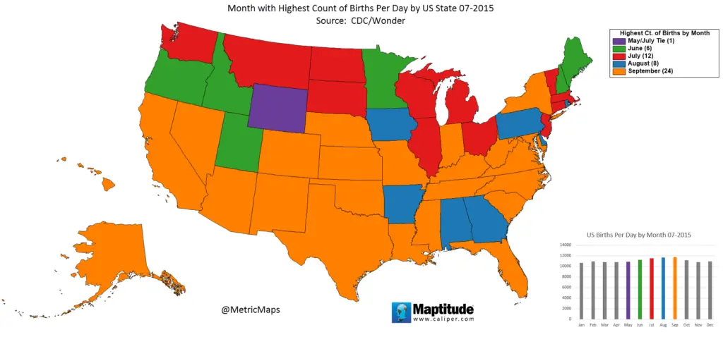 The Most Common Birth Months By US State Vivid Maps