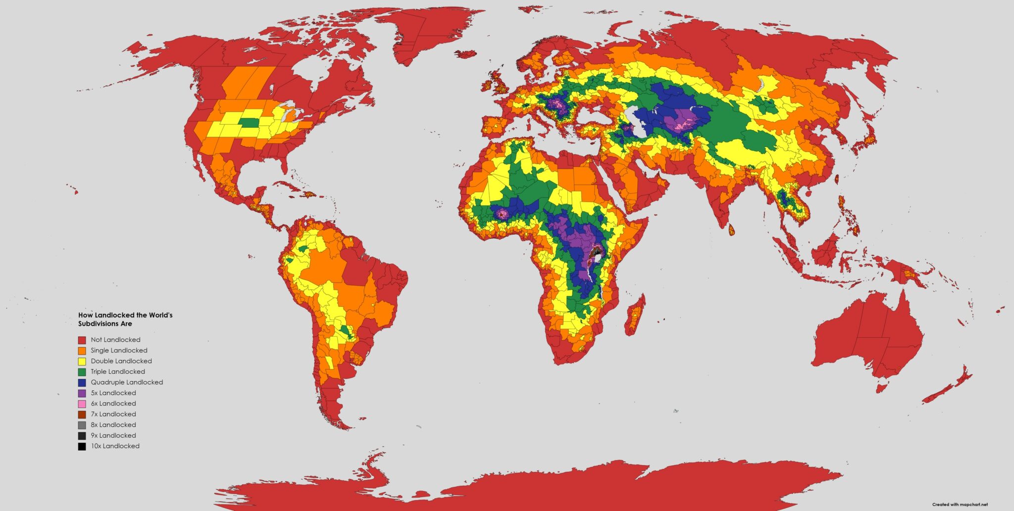 Landlocked Countries and Subdivisions Mapped Vivid Maps
