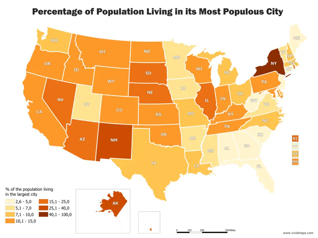 Percentage of U.S. state population living in state capital