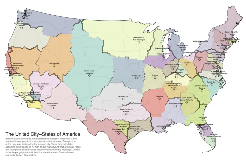 Map of the United Cities of America