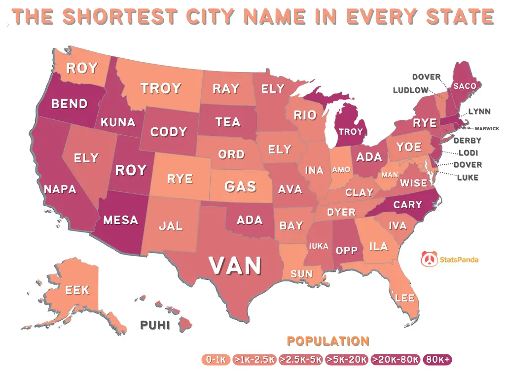 The Lengths And Uniqueness Of The U S Populated Places Names Mapped 