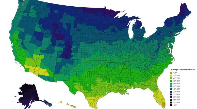 us temperatures by county