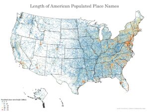 The lengths and uniqueness of the U.S. populated places' names mapped ...