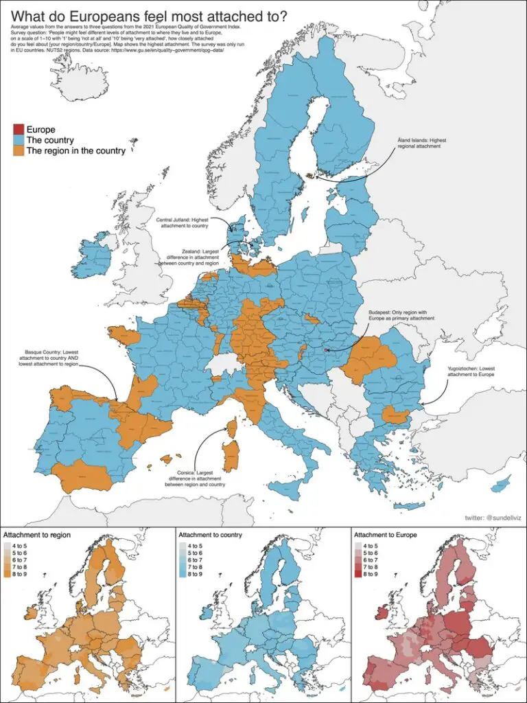 Map of What do Europeans feel most attached to?