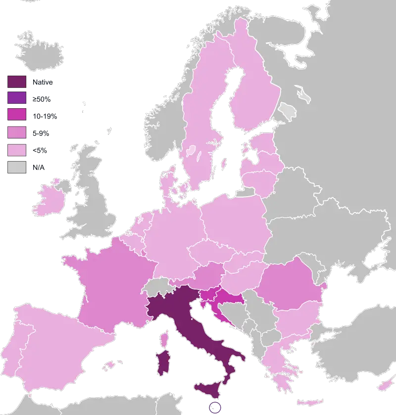 Italian language in Europe