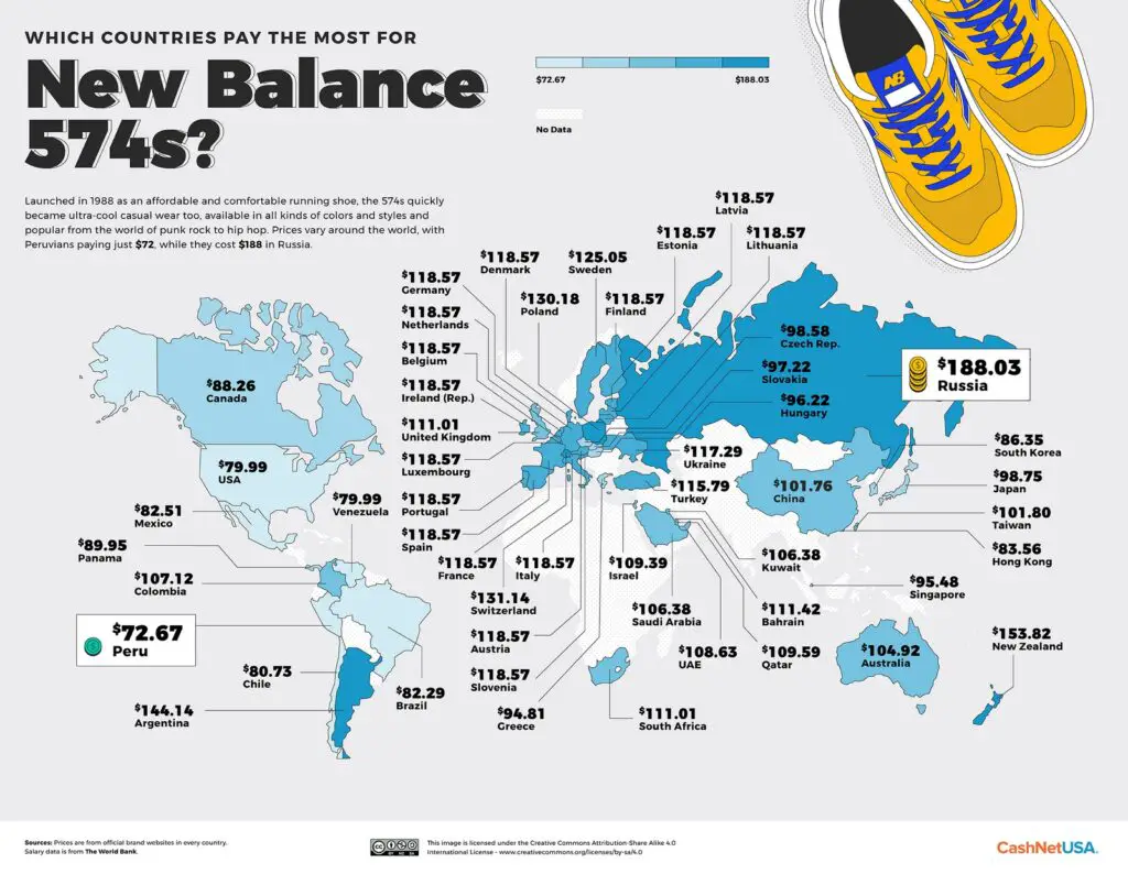 Sneaker Prices, Mapped: Which Countries Pay the Most For Classic Shoes ...