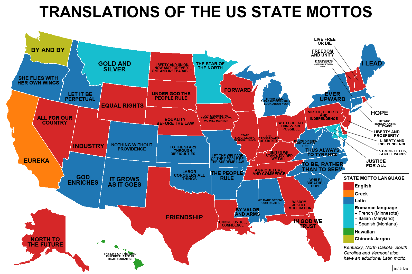 U S State Mottos Mapped Vivid Maps