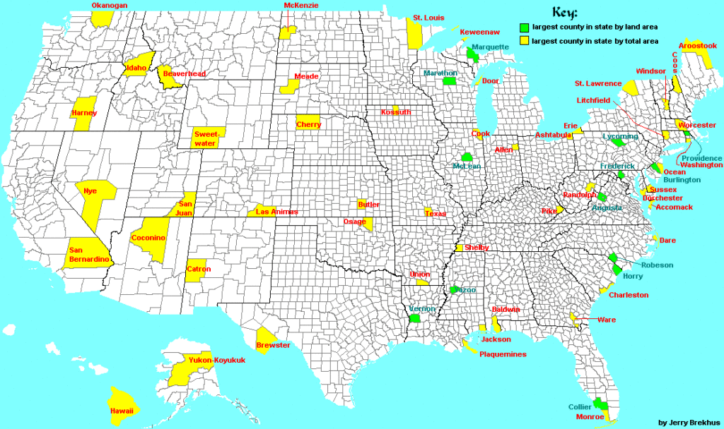 largest county In each U.S. state mapped