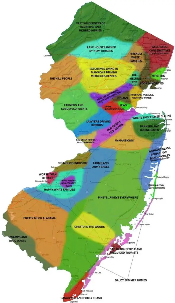 Map of New Jersey Stereotypes