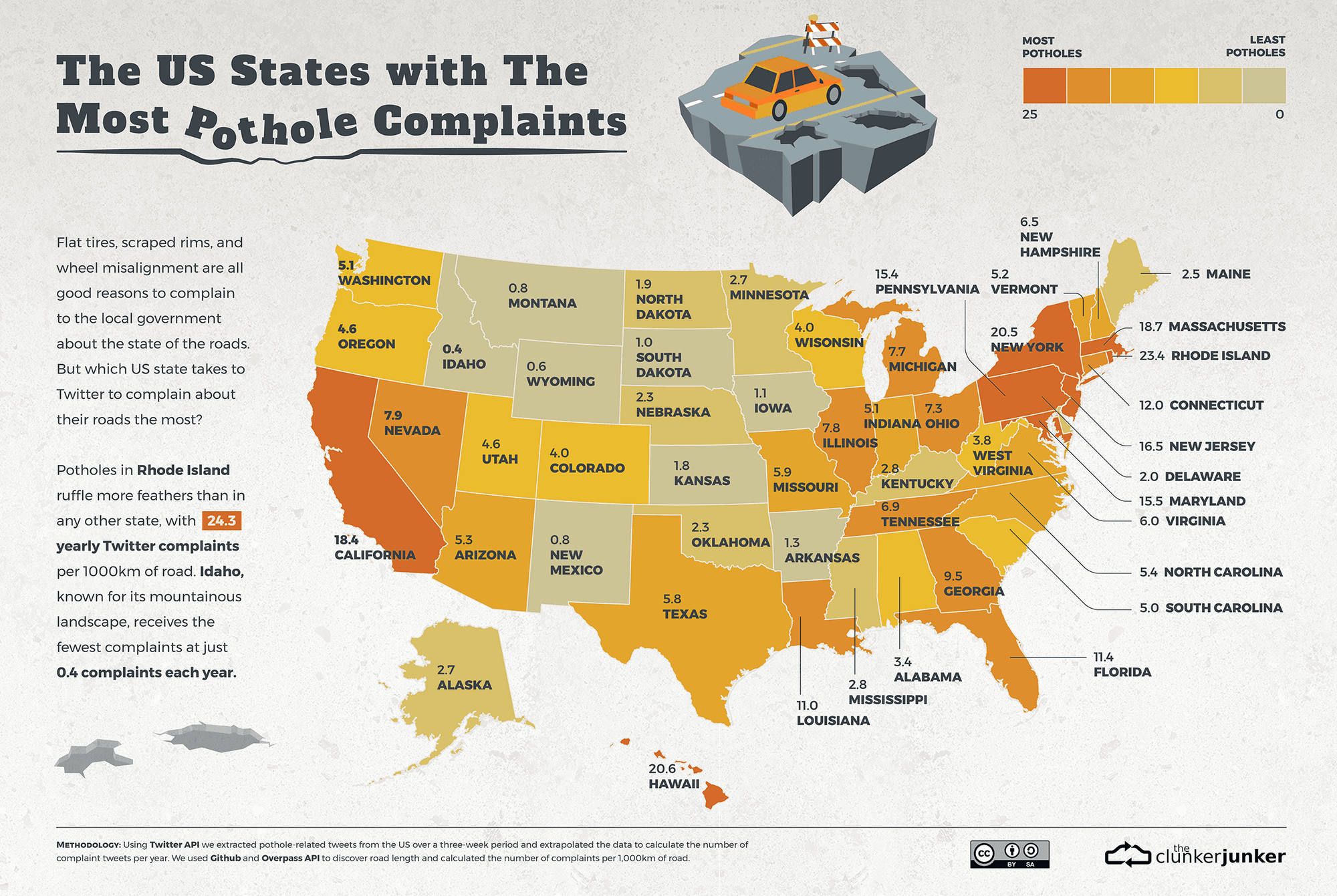 The pothole hotspots of the U.S. and the U.K. - Vivid Maps