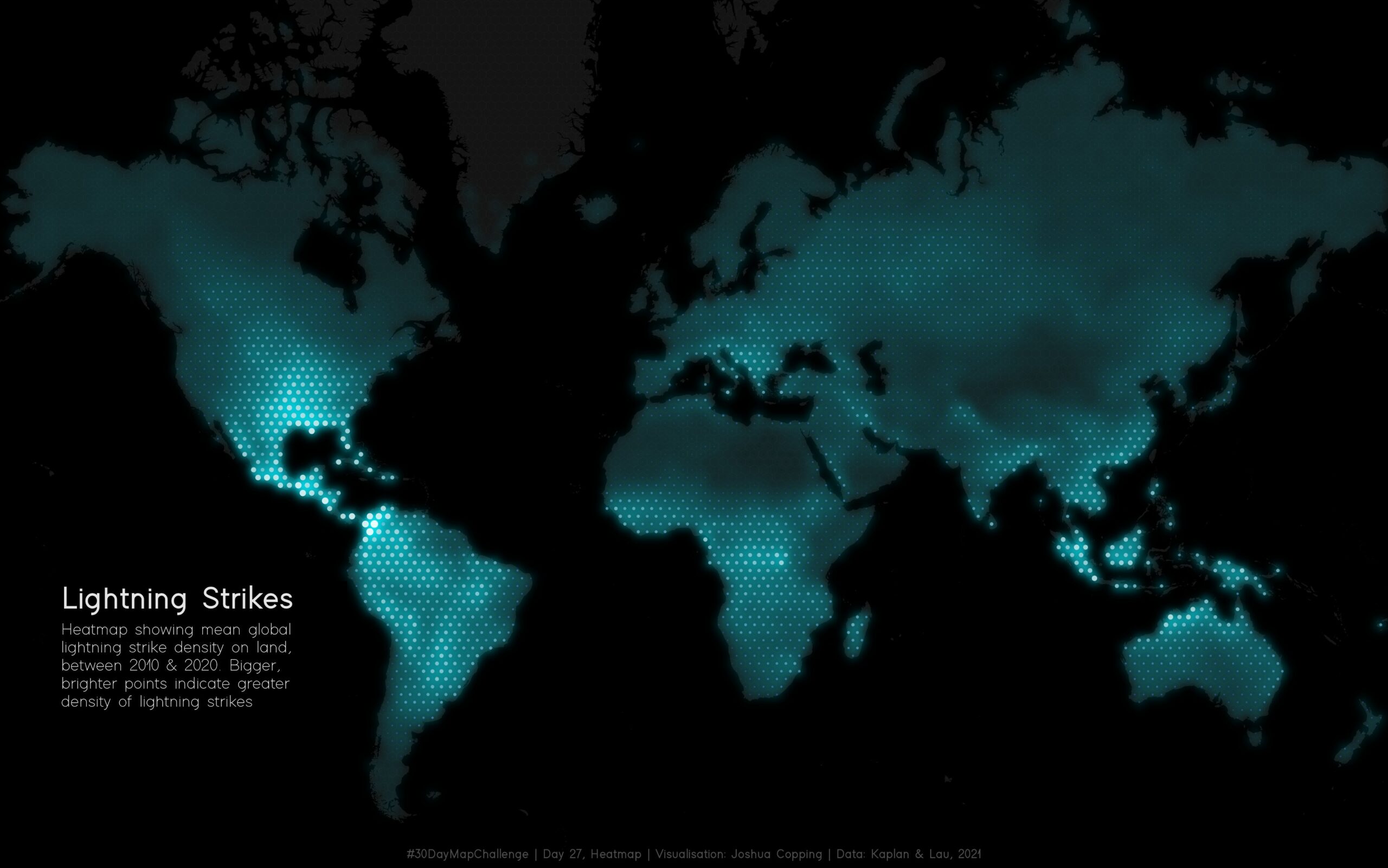 Average lightning strikes all over the planet - Vivid Maps