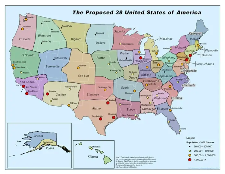 If every proposed state in the USA was accepted Vivid Maps