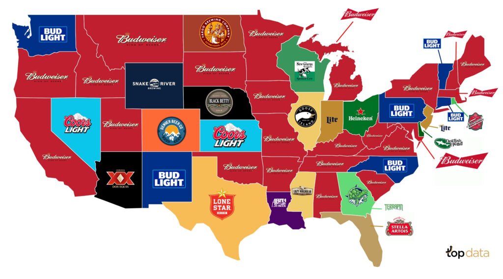 The Most Popular Beer Brands In Every State, Mapped Vivid Maps
