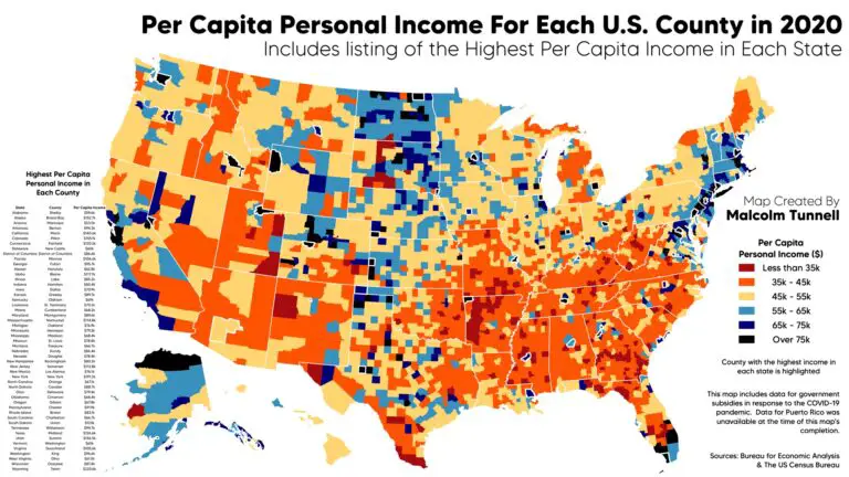 Personal Income by U.S. County mapped - Vivid Maps