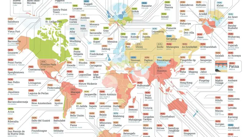 Most humid cities mapped